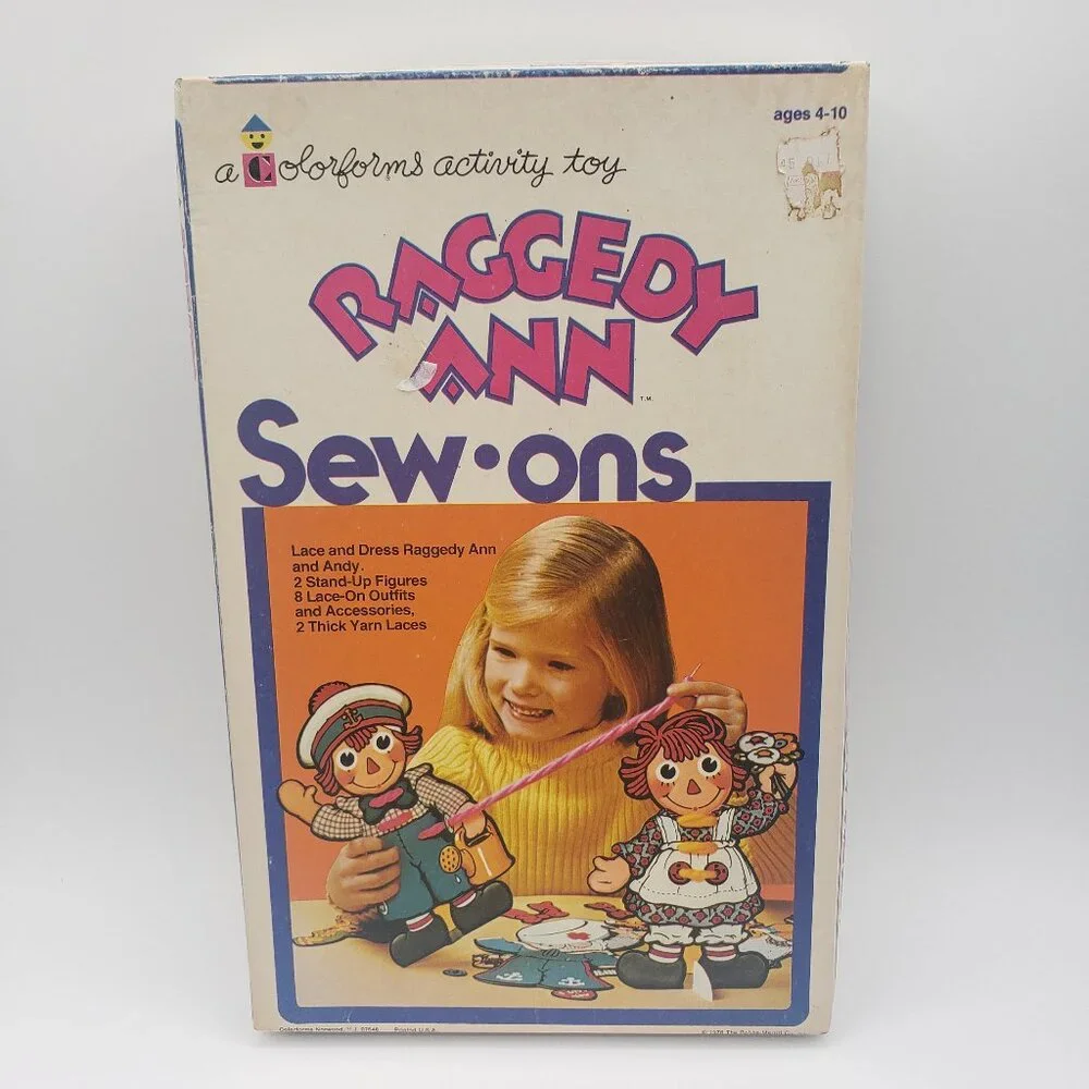Vintage Raggedy Ann And Andy Sew Ons Colorforms 910C 1974  Activity Yarn / DD